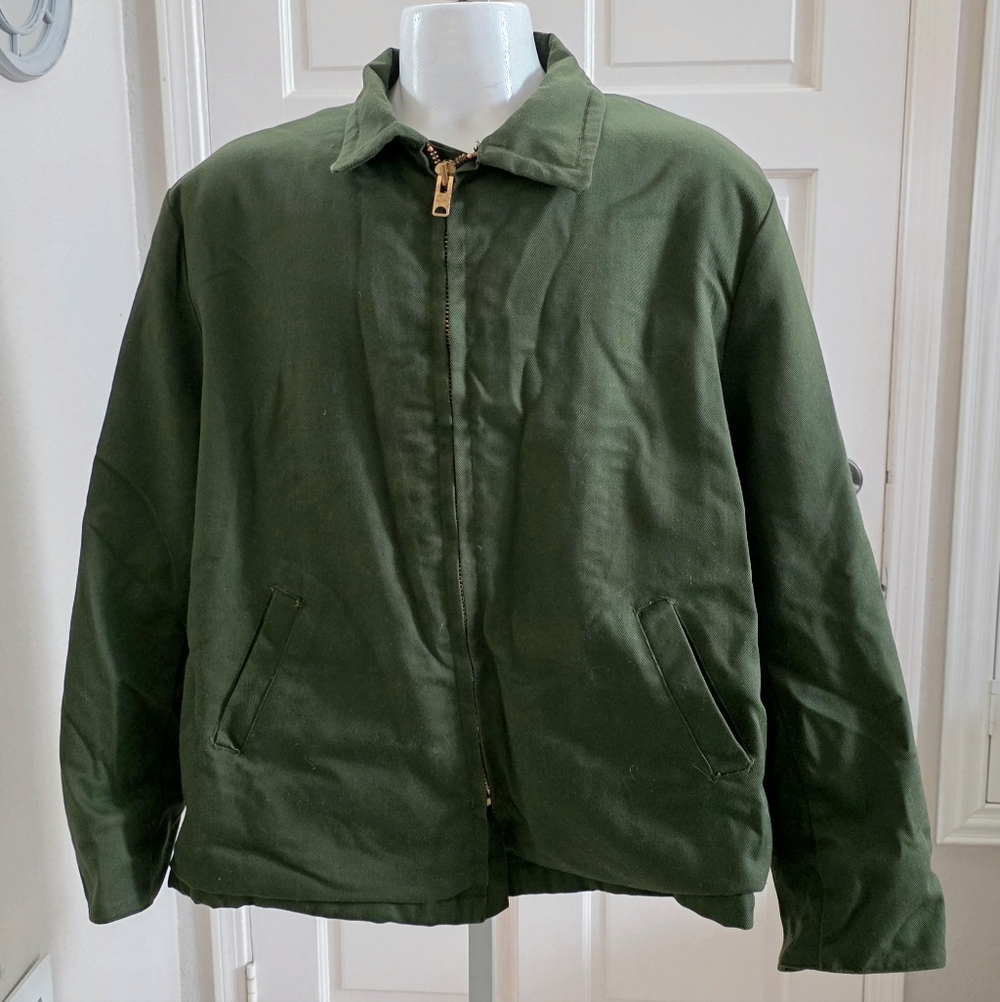 Vintage Army Military Men's Cold Weather Field Coat Talon crown Zip Fleece lined